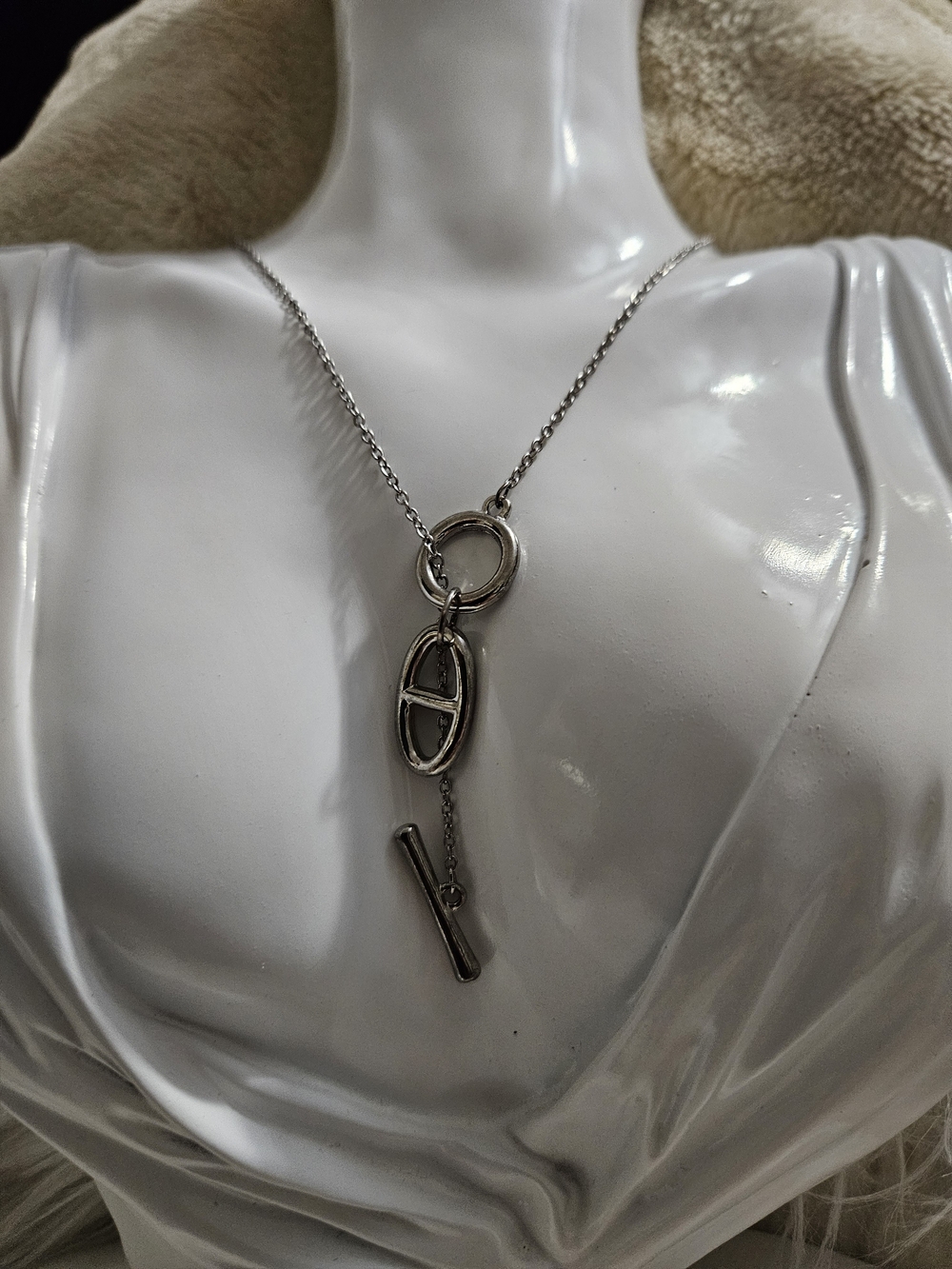 Silver Toggle Lariat Necklace - Women Jewelry